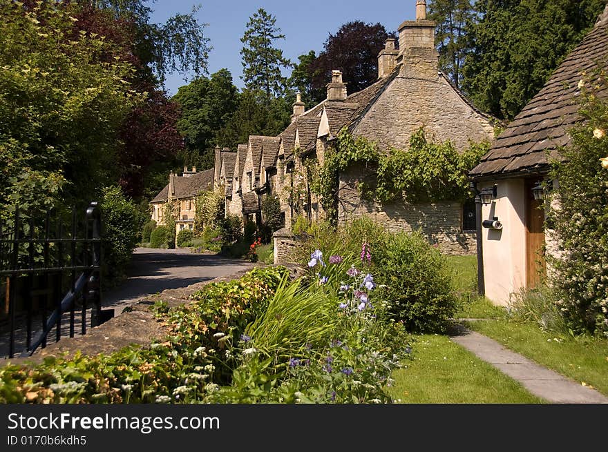 Old Stone Cottages Flowers in Bloom