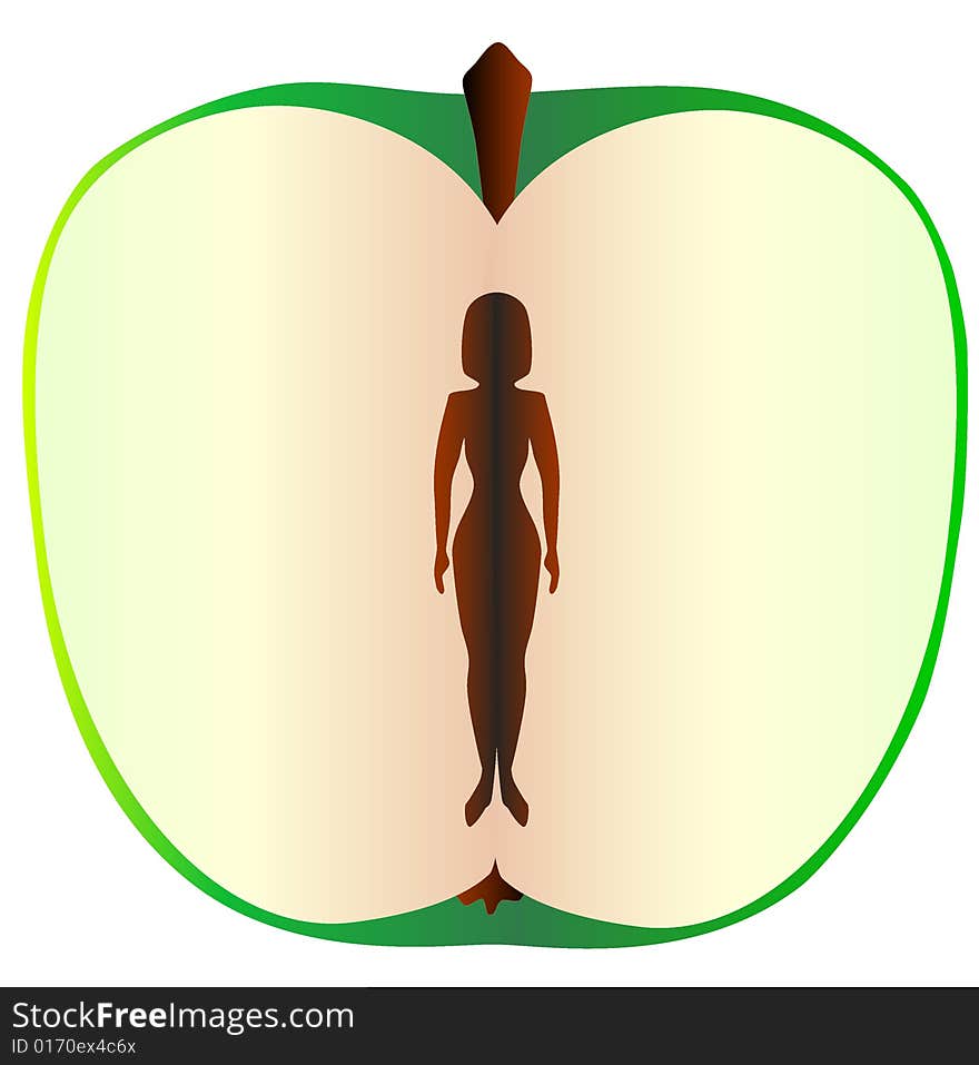 Woman in apple, symbol to new life