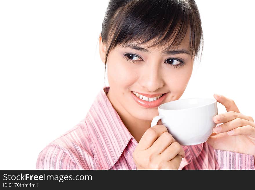 Asian businesswoman drinking a cup of coffee. Asian businesswoman drinking a cup of coffee