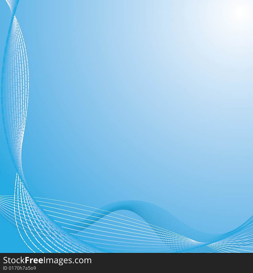 Blue abstract background with waves
