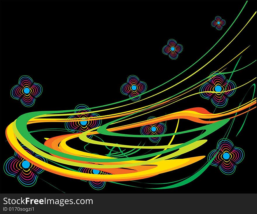 Wave from colour strips on a black backgnd. Vector. Wave from colour strips on a black backgnd. Vector