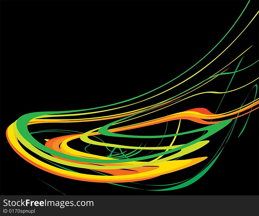 Wave from colour strips on a black background 1. Vector. Wave from colour strips on a black background 1. Vector