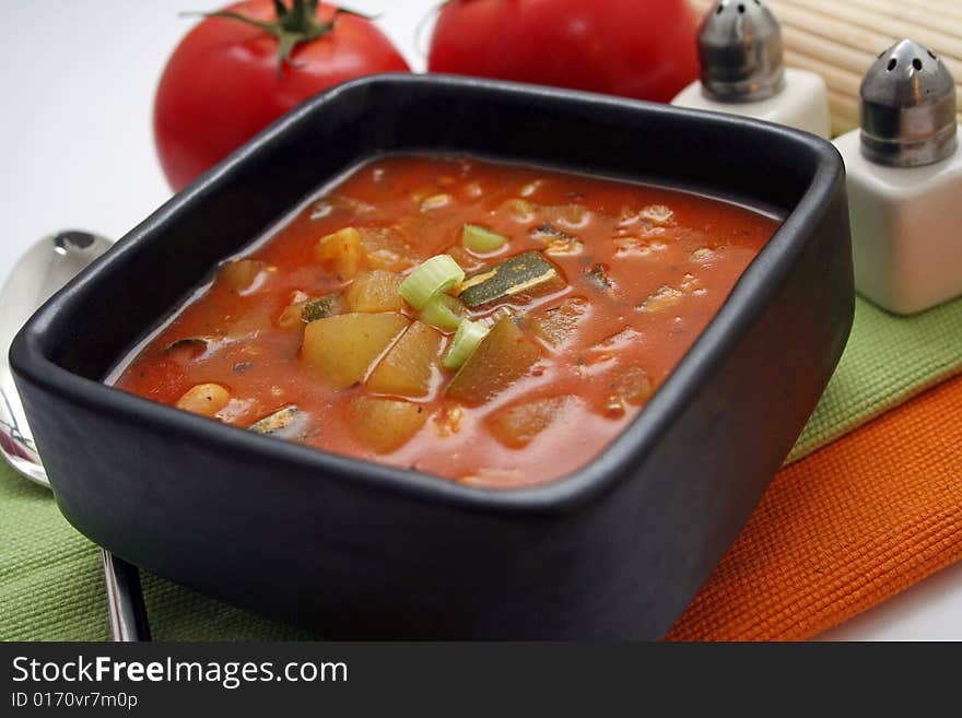 A fresh soup of tomatoes with some spices