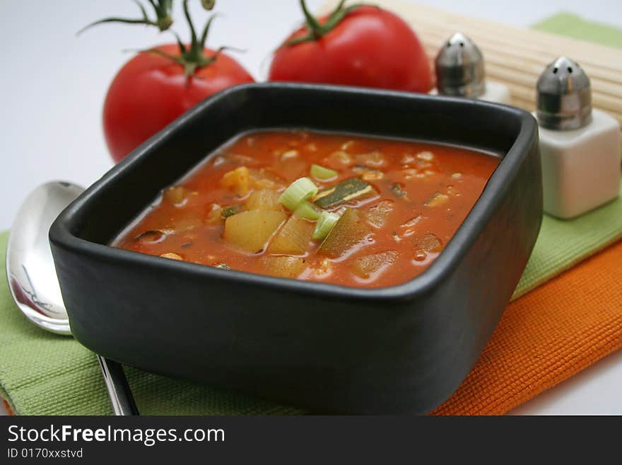 A fresh soup of tomatoes with some spices