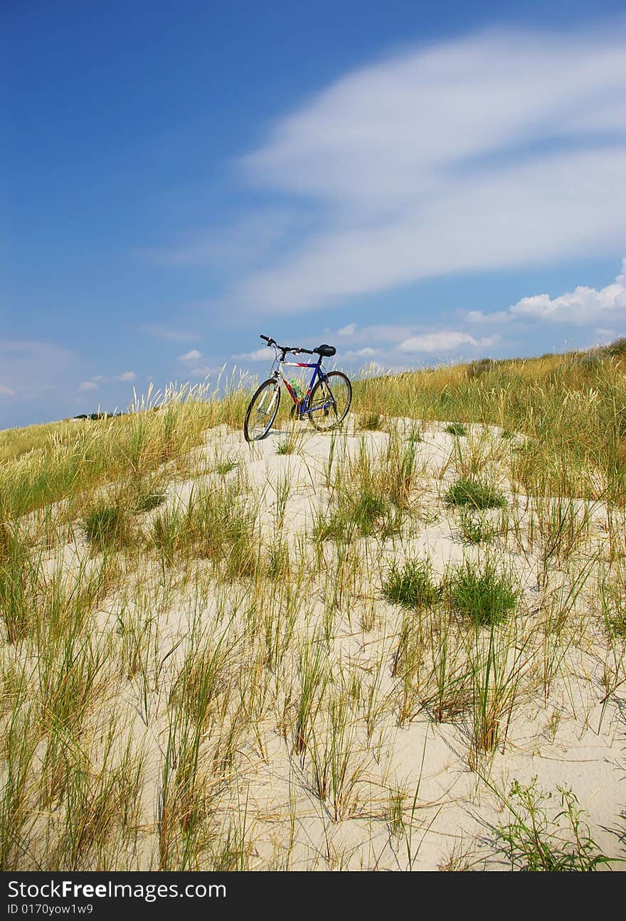 Single bicycle on a hill