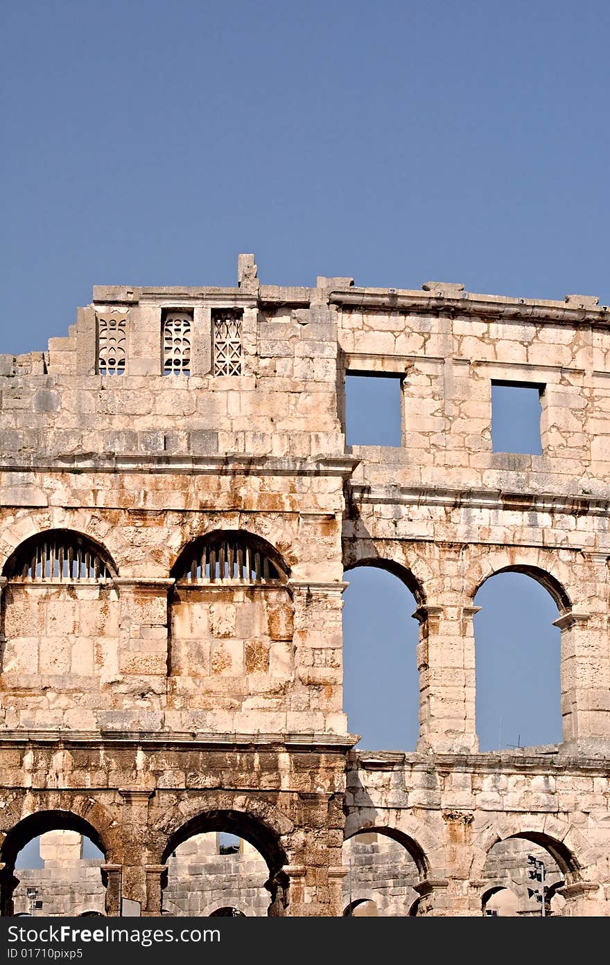 Fragment of ancient Roman amphitheater in Pula. Fragment of ancient Roman amphitheater in Pula