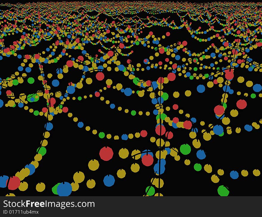 A infinite series of christmas lights against black background. A infinite series of christmas lights against black background.