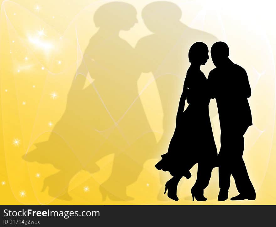 Man and woman dancing on a starry background. Man and woman dancing on a starry background