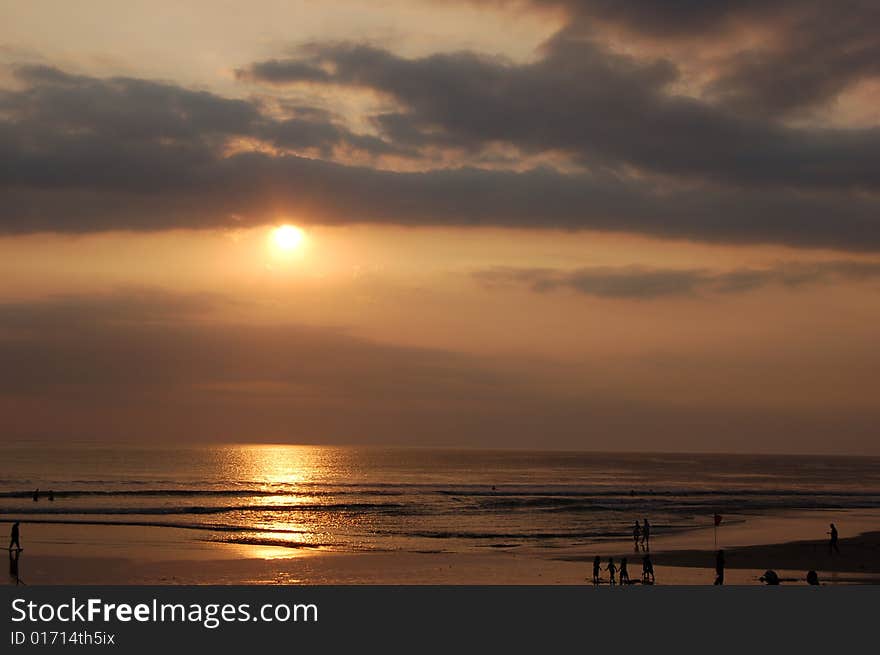 Beautiful sunset on a beach in Bali. Beautiful sunset on a beach in Bali