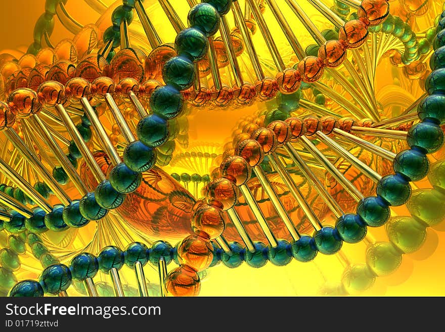 Dna spiral on the color background. Dna spiral on the color background