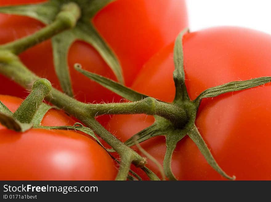 Close-up of ripe tomatoes isolated