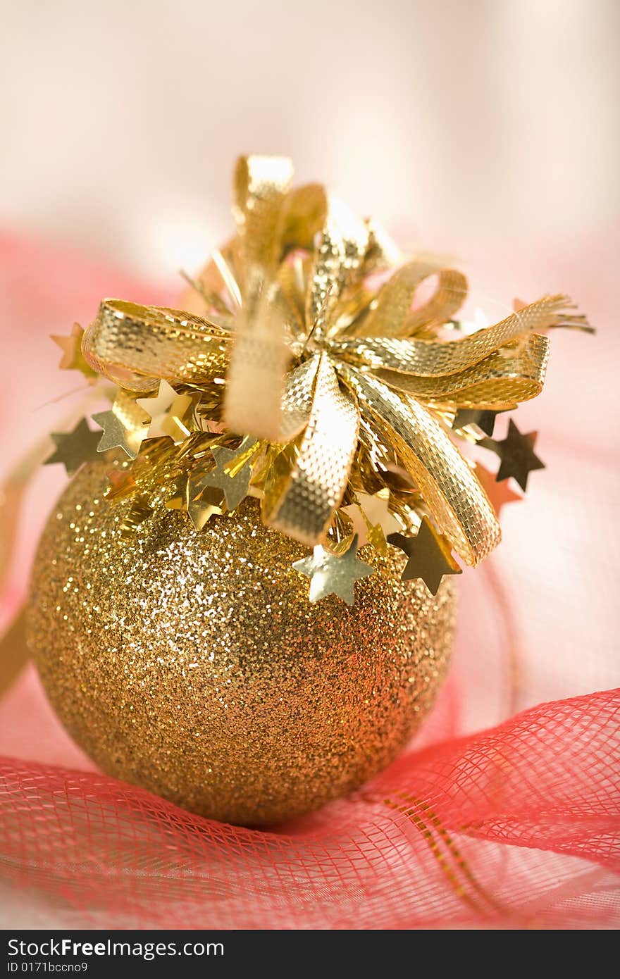 Golden christmas ball. holiday background