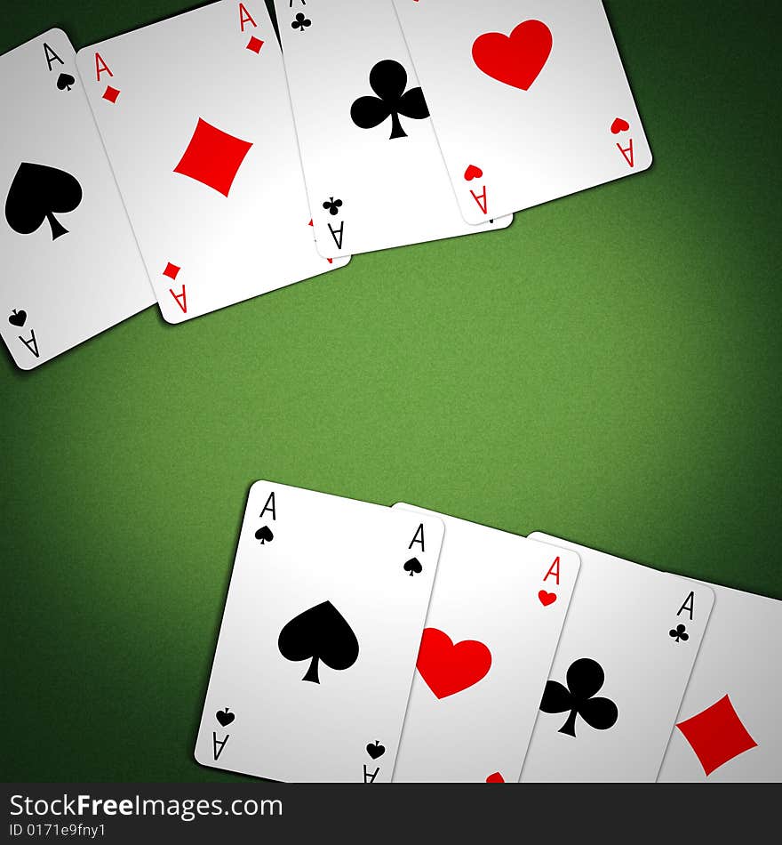 Two sets of four aces. Two sets of four aces