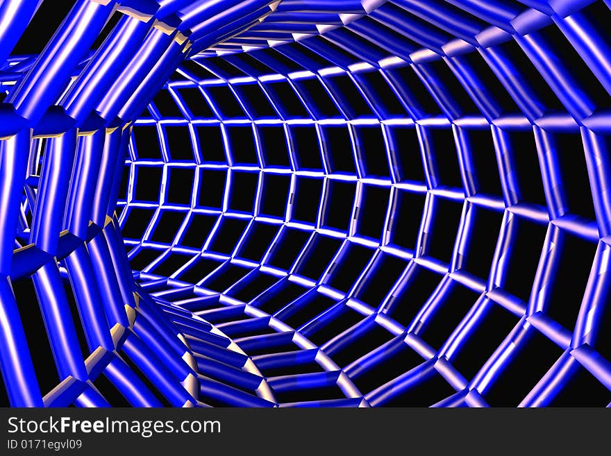 Digital tunnel on the black background