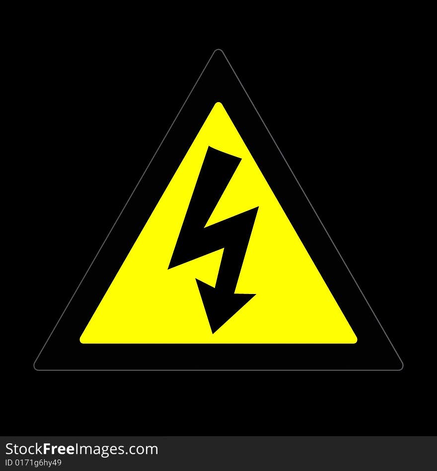 Danger high voltage sign yellow and black