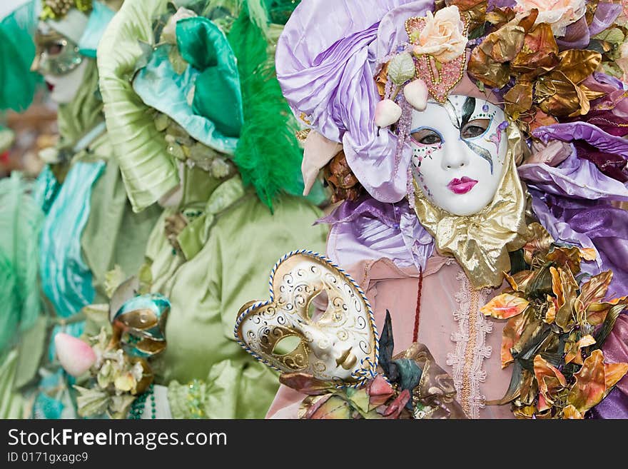 Colorful costumes at the Venice Carnival. Colorful costumes at the Venice Carnival