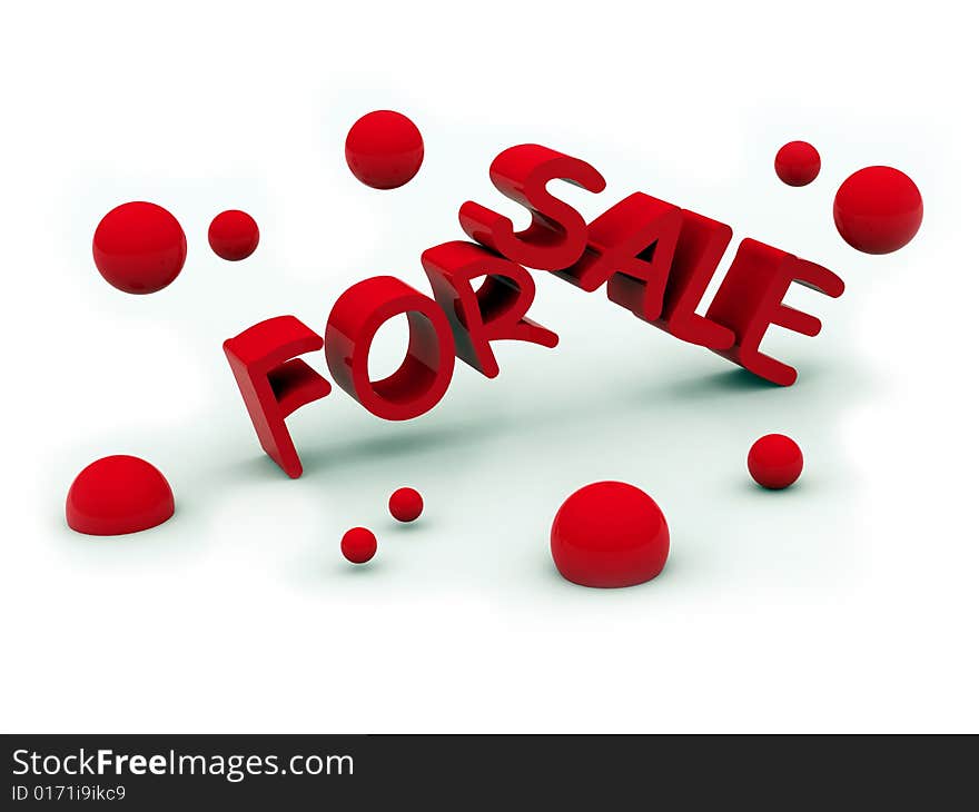 For sale text isolated on white background