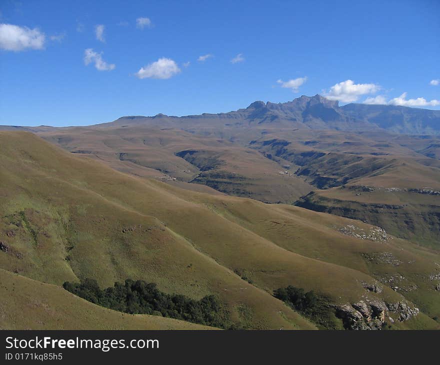 A photo taken of the Giants Castle range from the Highmoor Camp of the Drakensberg world heritage site. A photo taken of the Giants Castle range from the Highmoor Camp of the Drakensberg world heritage site.