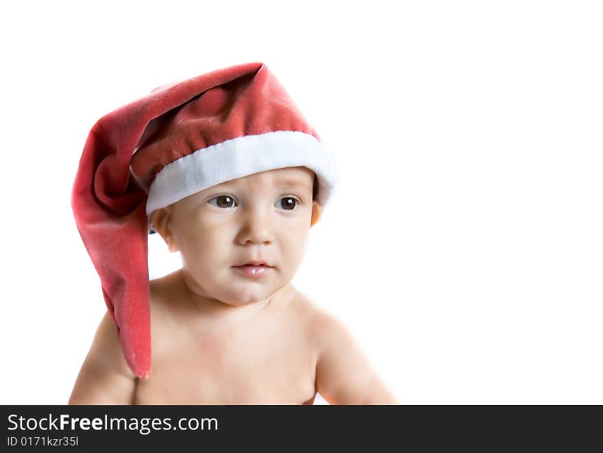 Santa baby over white background