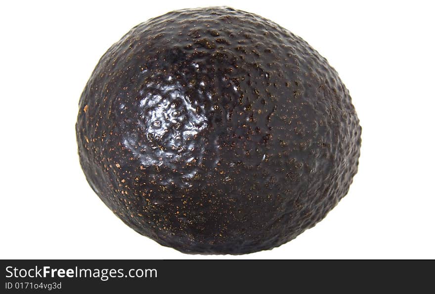 Isolated round avocado fruit on pure white background