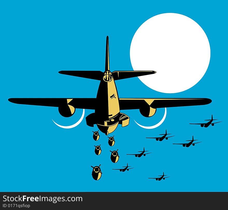 Illustration of an airplane in full flight. Illustration of an airplane in full flight