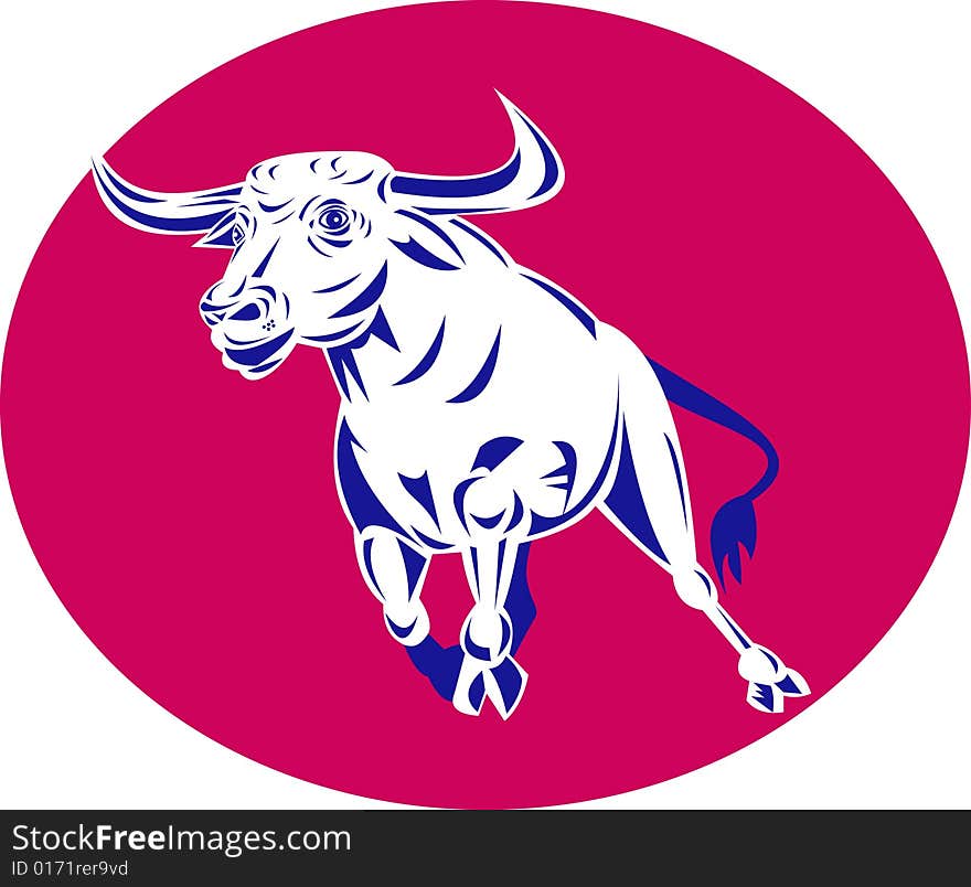 Illustration of an angry bull about to attack. Illustration of an angry bull about to attack