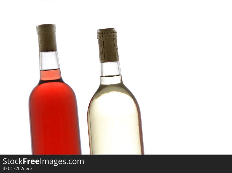 Two wine bottle red and white. Two wine bottle red and white