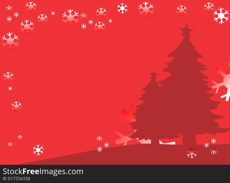 Christmas illustration - christmas tree on a red background. Christmas illustration - christmas tree on a red background