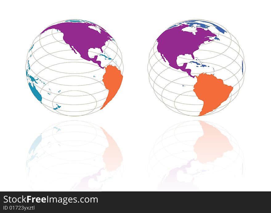 Two angle of usa map in reflection white background also vector. Two angle of usa map in reflection white background also vector