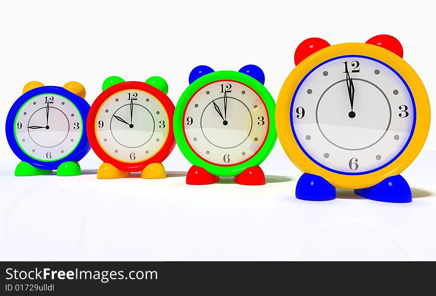 Modern children's bracket clock in the colour case. Modern children's bracket clock in the colour case