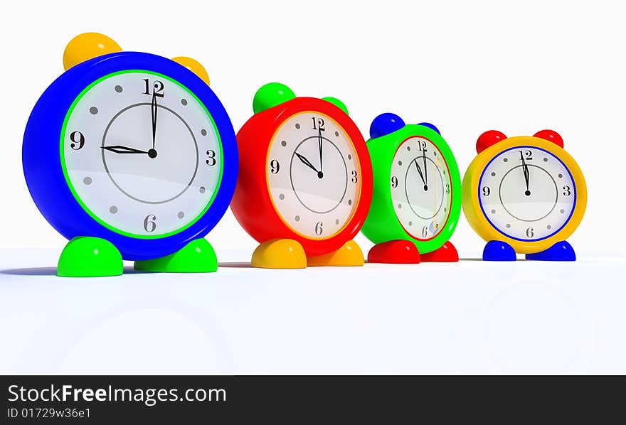 Modern children's bracket clock in the colour case. Modern children's bracket clock in the colour case