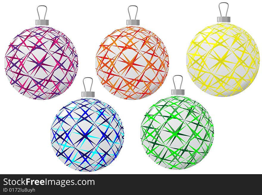 New Year's spheres for a christmas fur-tree in a vector