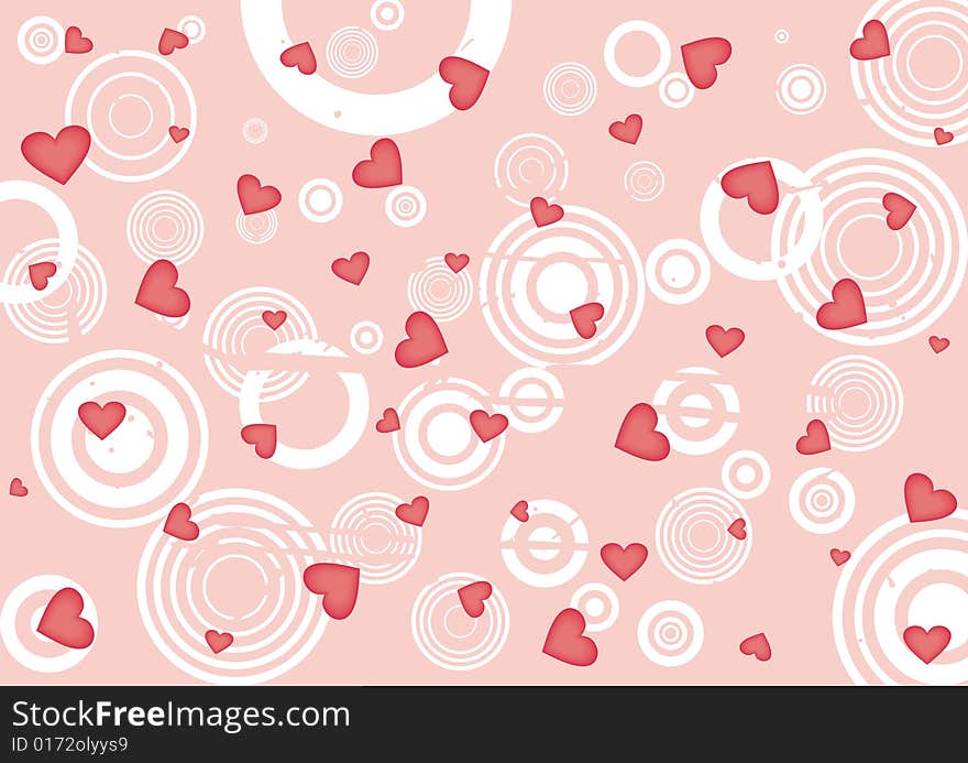 Grunge Red Hearts Background