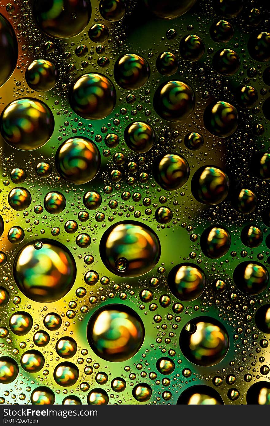 Colorful water drops