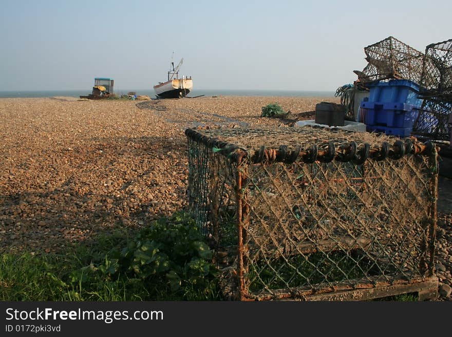 Fishing net left out on a beach. Fishing net left out on a beach