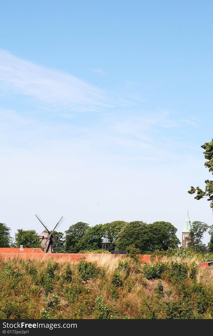 Windmill set amid the trees in Copenhagen