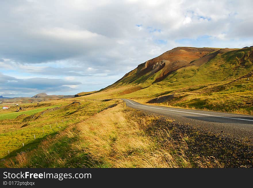 Small high land road in Iceland