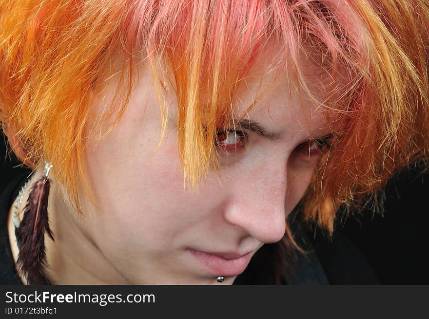 Close up portrait of the red witch