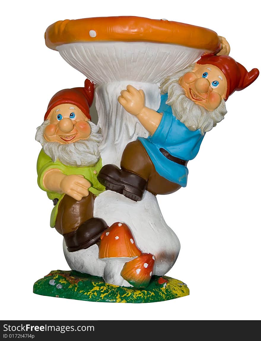 Dwarf on mushrooms (Objects with Clipping Paths). Dwarf on mushrooms (Objects with Clipping Paths)