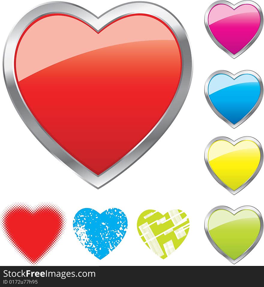 Set of hearts for web design