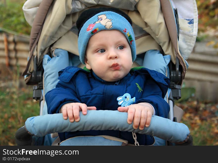 Close up of the thoughtful little boy