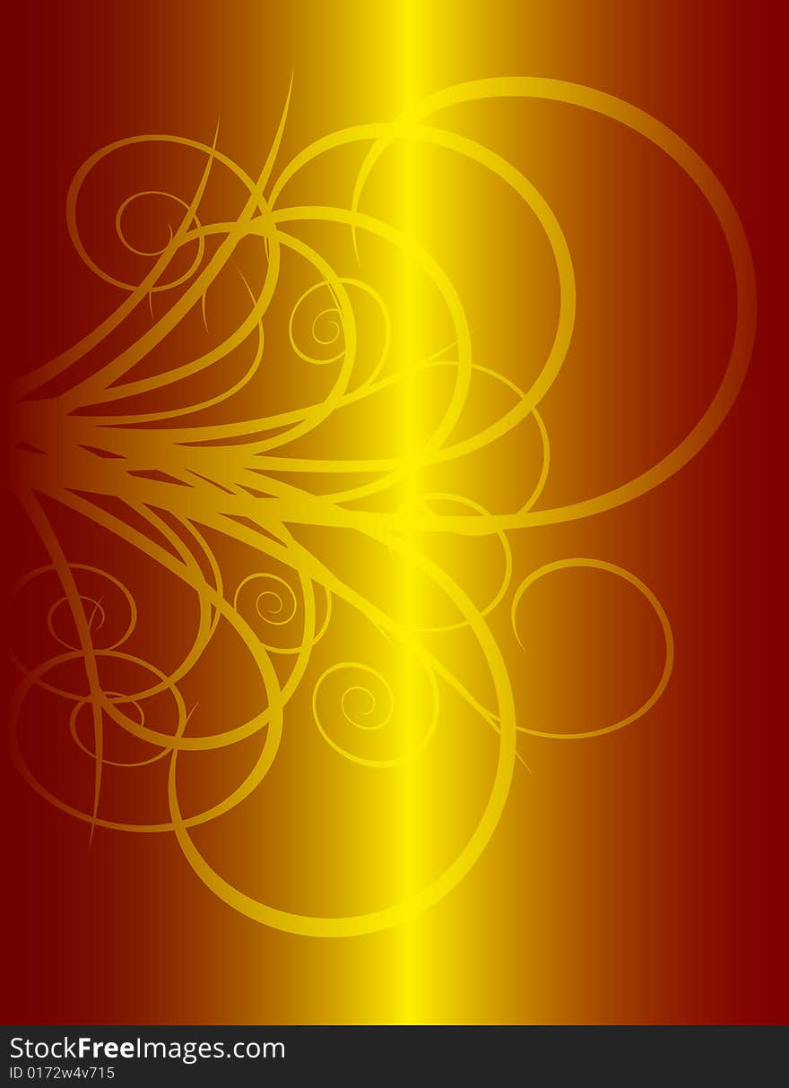 Golden floral background, vector illustration