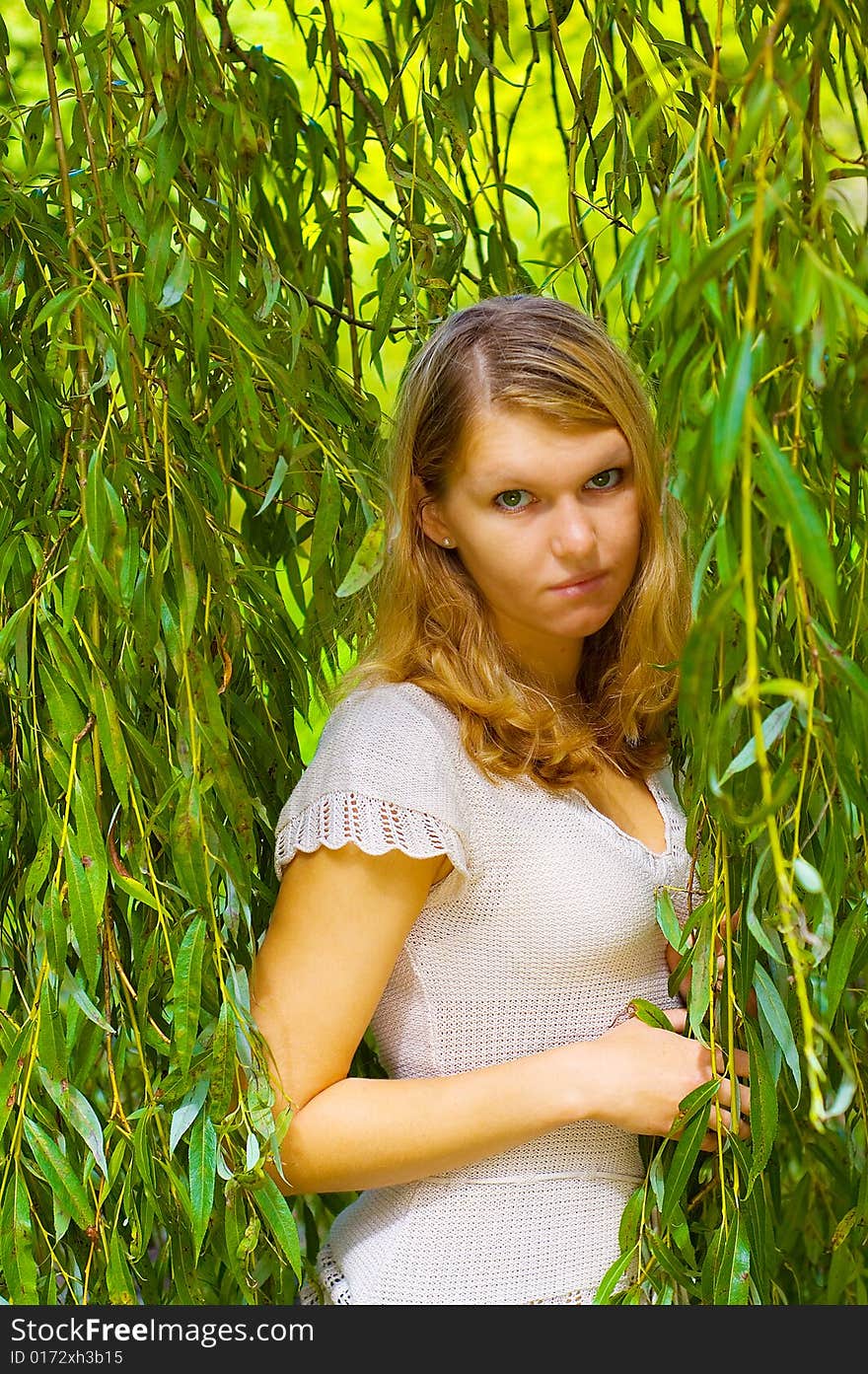 Girl In White And Willow