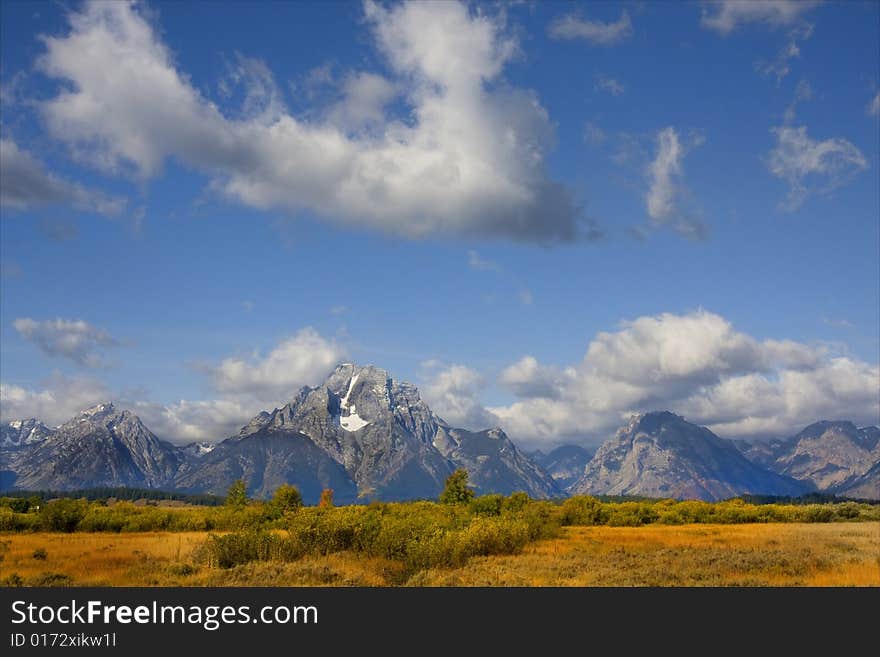 View of the Grand Tetons in Grand Teton National Park