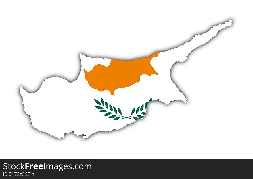 Map and flag of cyprus on white background