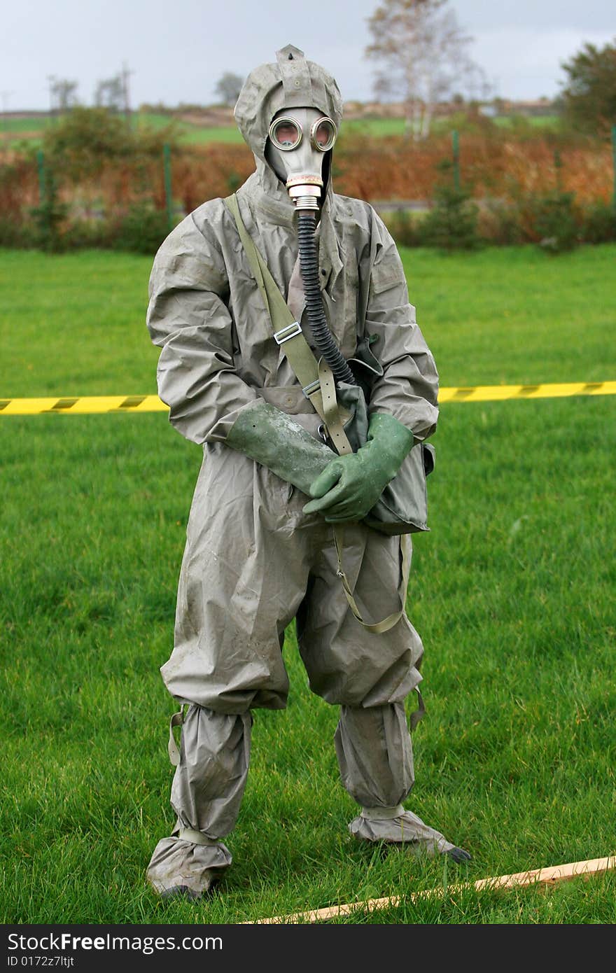 Soldier in the mask during exercise