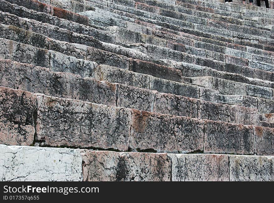 Old , gray,stone stairs from arena. Old , gray,stone stairs from arena