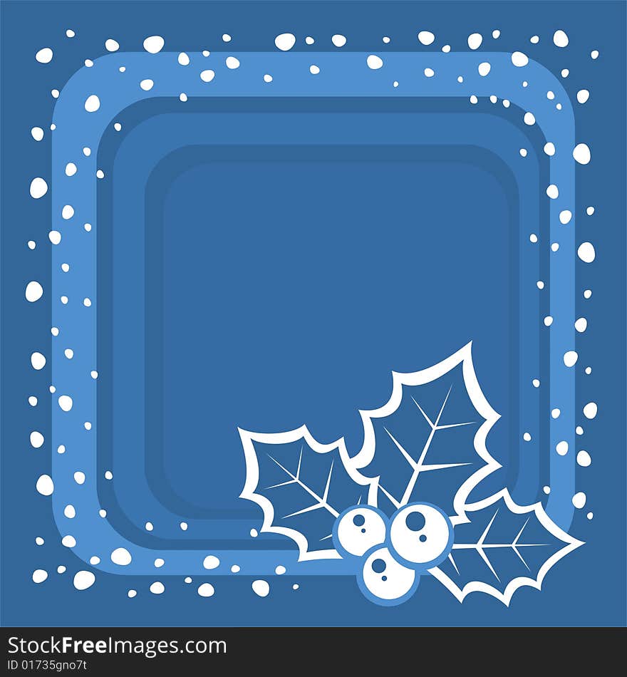 Stylized holly berry and  dots on a blue background. Stylized holly berry and  dots on a blue background.