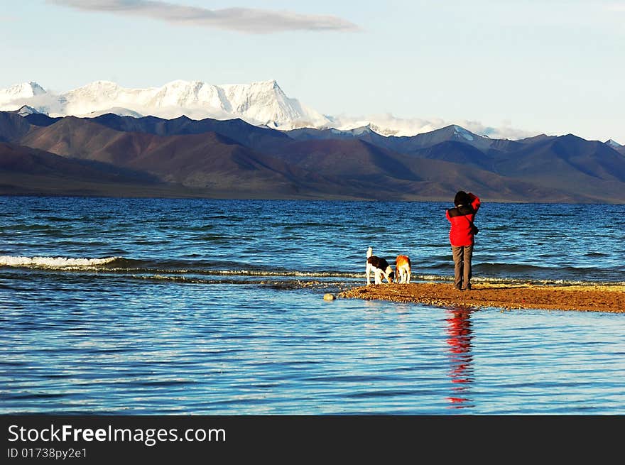 Namtso Lake in Tibet,early in the morning