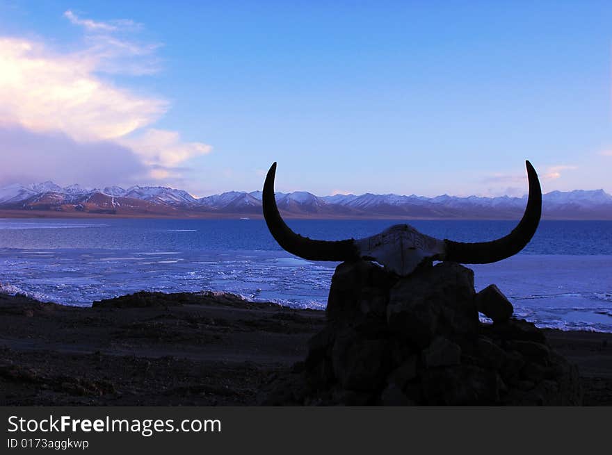 Namtso Lake in Tibet,early in the morning